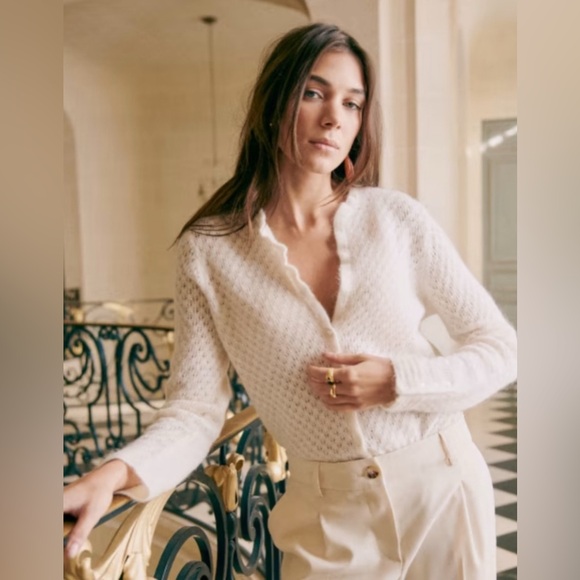 Sezane Saphia Cardigan Ecru Size M - Picture 1 of 11